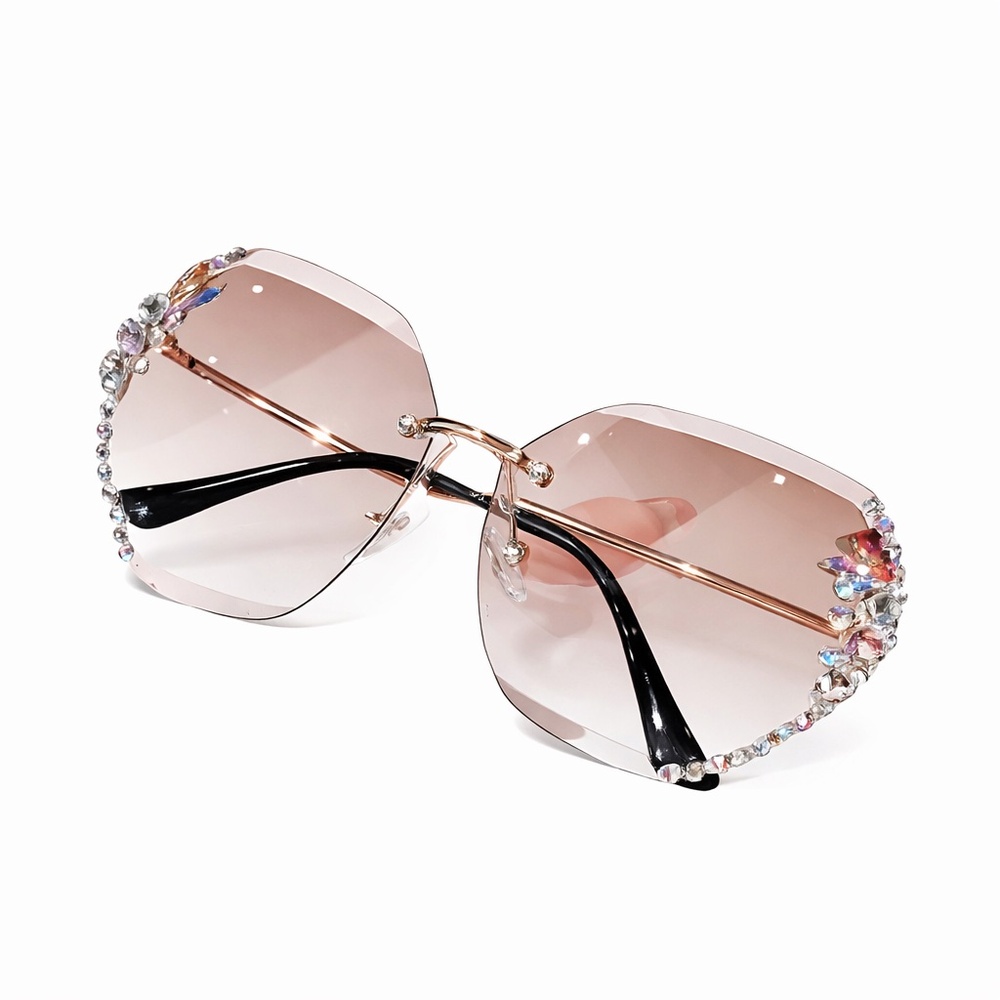 Luxury Rimless Crystal  Sunglasses